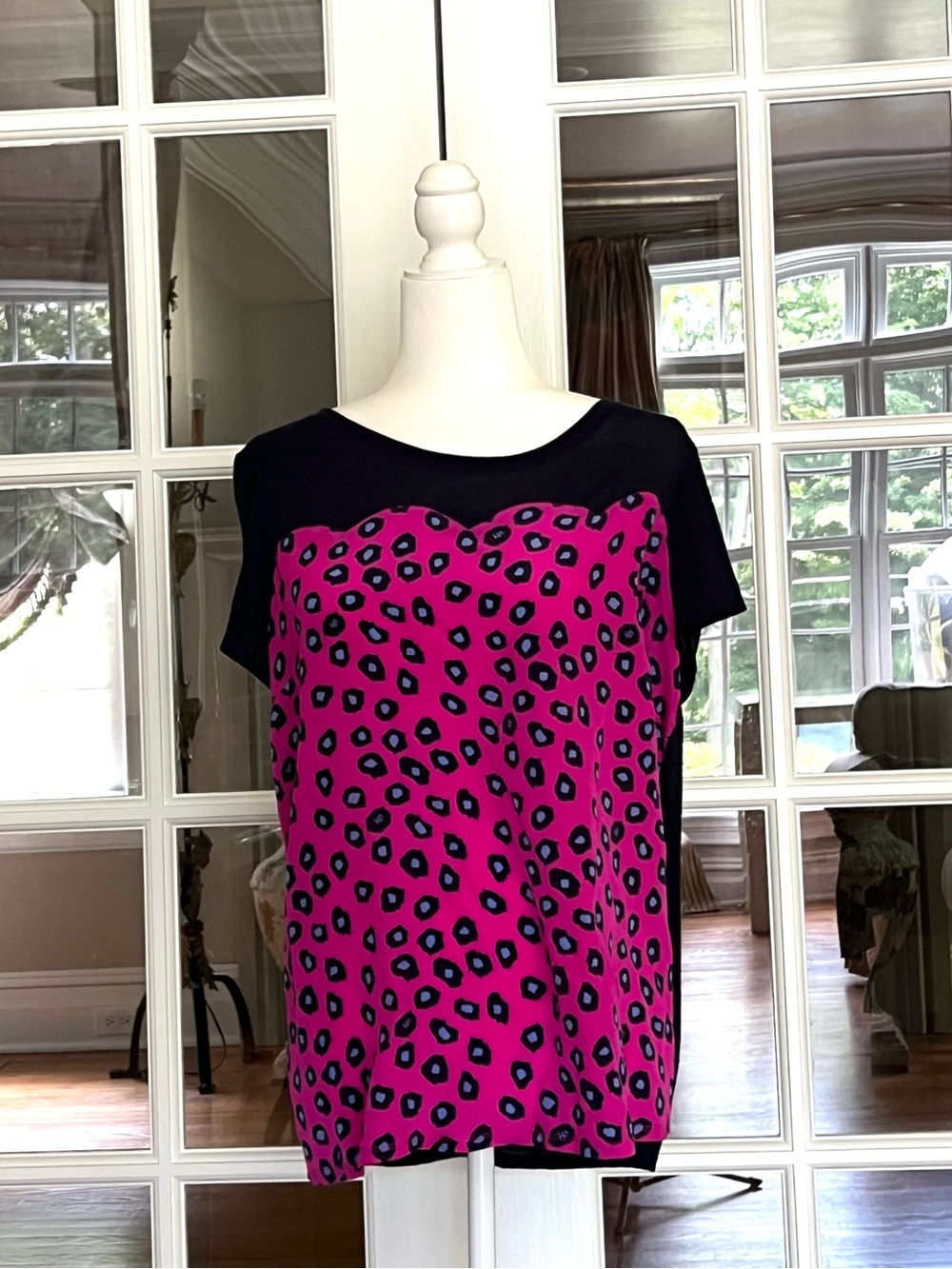 Lilly Pulitzer Pink and Black Leopard Print Top Size XL
